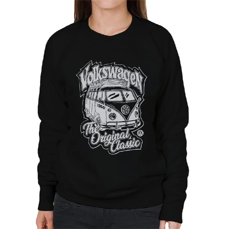 Volkswagen Original Classic T1 Camper Women's Sweatshirt Hoodie with Ribbed Hem Stretchable Secure Volkswagen Original Classic T1 Camper Women's Sweatshirt Hoodie with Ribbed Hem Stretchable Secure