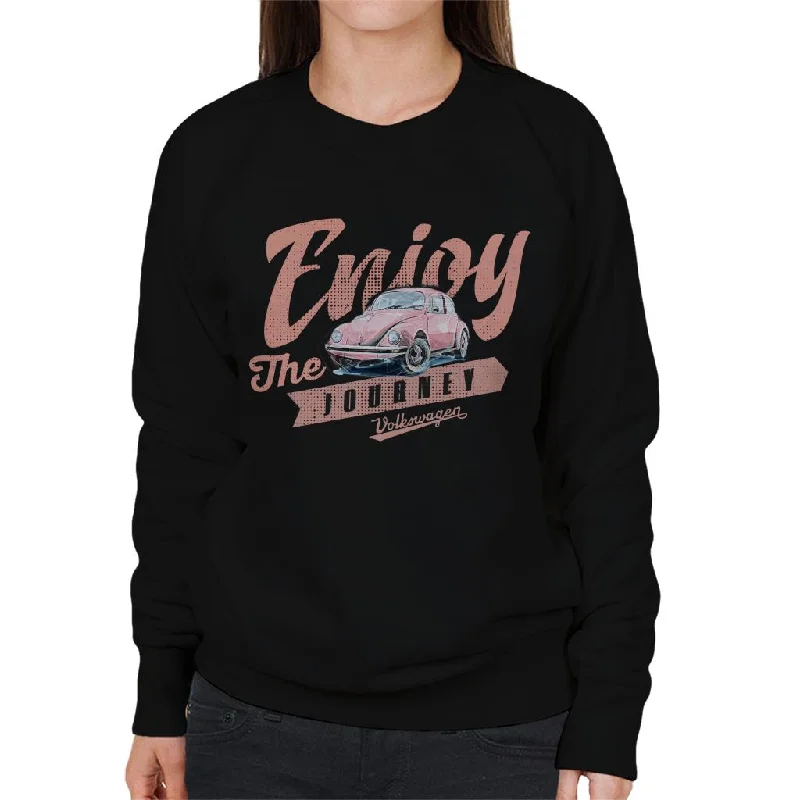 Volkswagen Pink Enjoy The Journey Beetle Women's Sweatshirt Hoodie with Reflective Safety Nightwear Volkswagen Pink Enjoy The Journey Beetle Women's Sweatshirt Hoodie with Reflective Safety Nightwear
