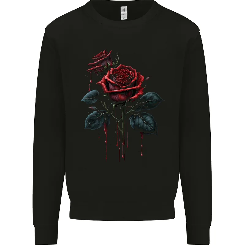 2 Roses Dripping With Blood Gothic Goth Mens Sweatshirt Jumper Hoodie with Half-Zip Sporty Casual 2 Roses Dripping With Blood Gothic Goth Mens Sweatshirt Jumper Hoodie with Half-Zip Sporty Casual