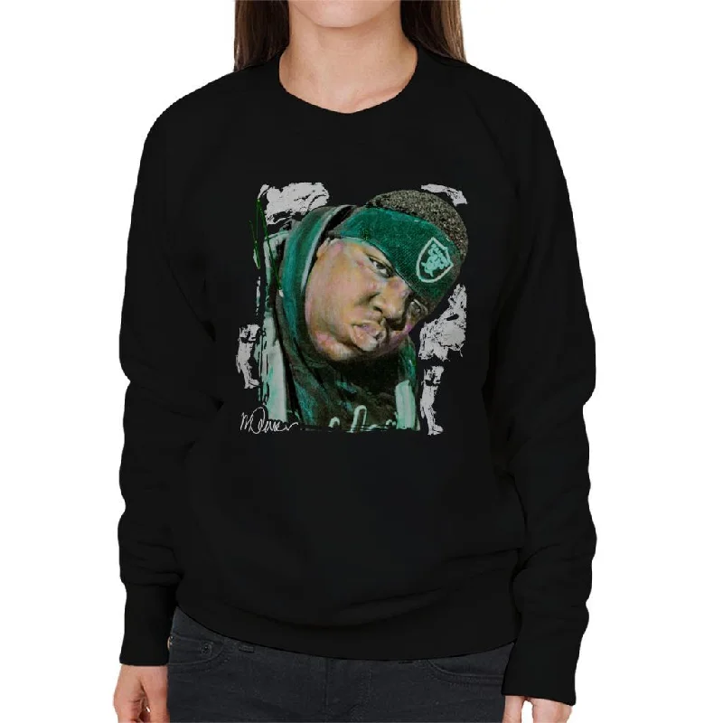 Sidney Maurer Original Portrait Of Notorious BIG Women's Sweatshirt Hoodie with Applique Textured Unique Sidney Maurer Original Portrait Of Notorious BIG Women's Sweatshirt Hoodie with Applique Textured Unique