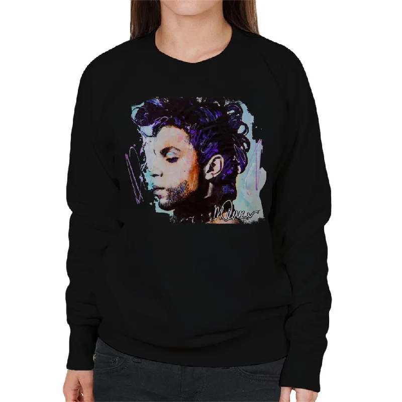 Sidney Maurer Original Portrait Of Prince Side Profile Women's Sweatshirt Hoodie with Elastic Waist Stretchable Comfortable Sidney Maurer Original Portrait Of Prince Side Profile Women's Sweatshirt Hoodie with Elastic Waist Stretchable Comfortable