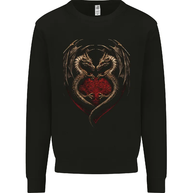 2 Fantasy Dragons in a Heart Shape Gothic Goth Mens Sweatshirt Jumper Hoodie with Turtle Neck Cozy Winter 2 Fantasy Dragons in a Heart Shape Gothic Goth Mens Sweatshirt Jumper Hoodie with Turtle Neck Cozy Winter