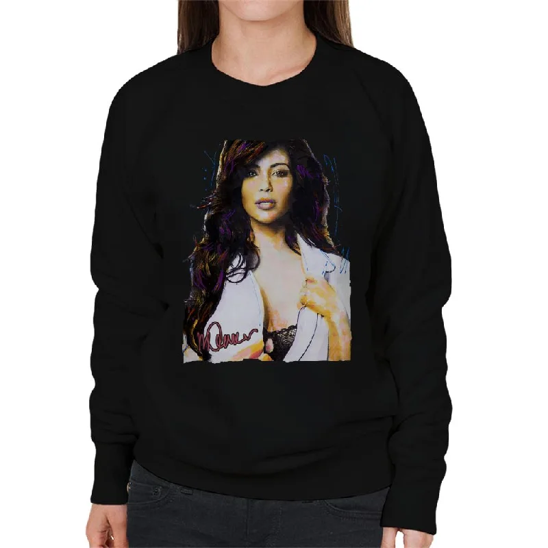 Sidney Maurer Original Portrait Of Reality Star Kim Kardashian Women's Sweatshirt Hoodie with Fur Luxurious Winter Sidney Maurer Original Portrait Of Reality Star Kim Kardashian Women's Sweatshirt Hoodie with Fur Luxurious Winter