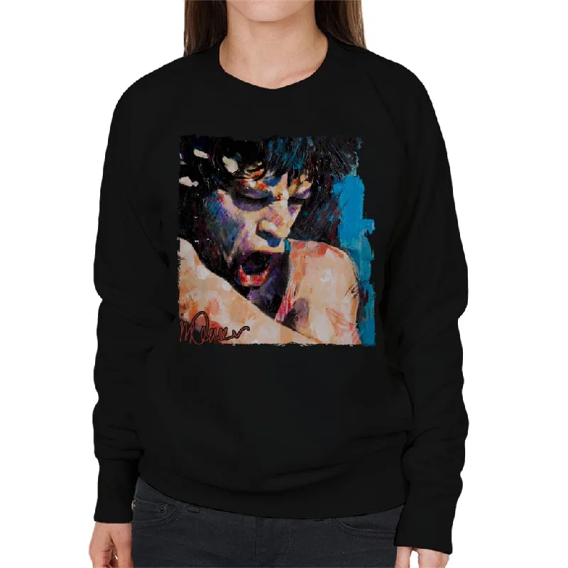 Sidney Maurer Original Portrait Of Mick Jagger Shouting Women's Sweatshirt Hoodie with Magnetic Closure Innovative Modern Sidney Maurer Original Portrait Of Mick Jagger Shouting Women's Sweatshirt Hoodie with Magnetic Closure Innovative Modern