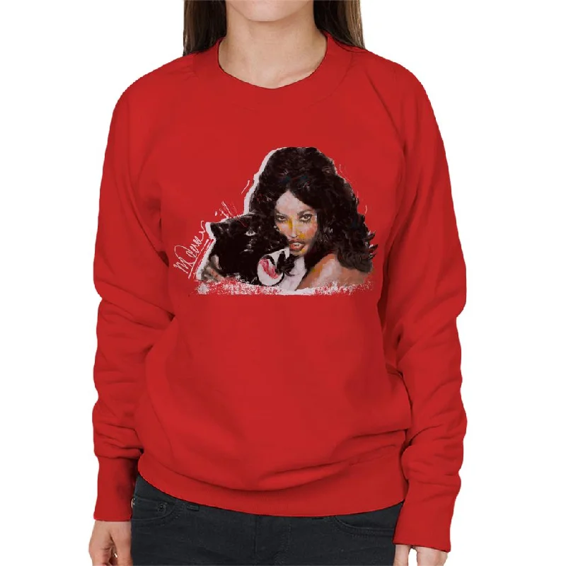 Sidney Maurer Original Portrait Of Naomi Campbell Panther Women's Sweatshirt Hoodie with Metallic Shiny Futuristic Sidney Maurer Original Portrait Of Naomi Campbell Panther Women's Sweatshirt Hoodie with Metallic Shiny Futuristic