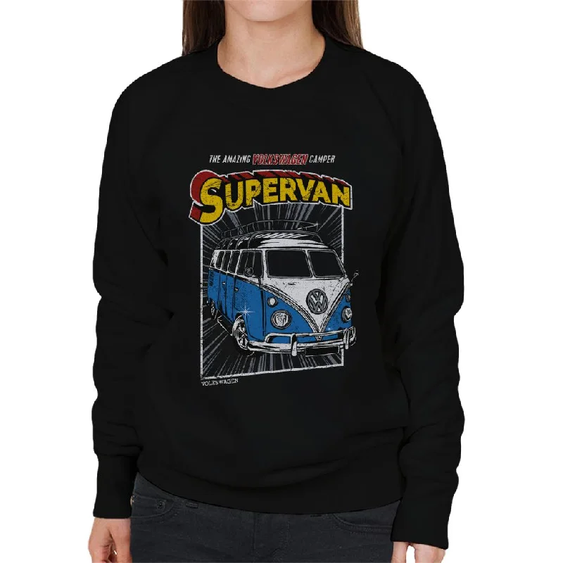 Volkswagen Comic Book Supervan Camper Women's Sweatshirt Hoodie with Reflective Safety Nightwear Volkswagen Comic Book Supervan Camper Women's Sweatshirt Hoodie with Reflective Safety Nightwear