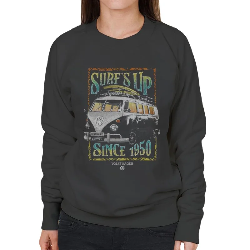 Volkswagen Camper Surfs Up Since 1950 Women's Sweatshirt Hoodie Dress Longline Feminine Volkswagen Camper Surfs Up Since 1950 Women's Sweatshirt Hoodie Dress Longline Feminine
