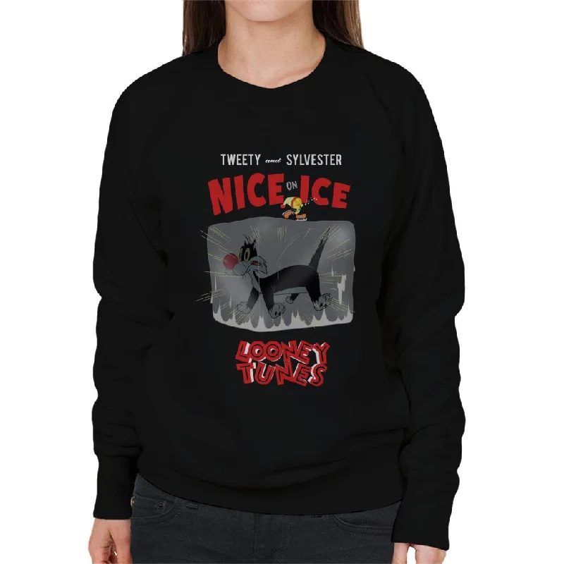 Looney Tunes Tweety And Sylvester Nice On Ice Women's Sweatshirt Hoodie with Gradient Ombre Colorful Looney Tunes Tweety And Sylvester Nice On Ice Women's Sweatshirt Hoodie with Gradient Ombre Colorful