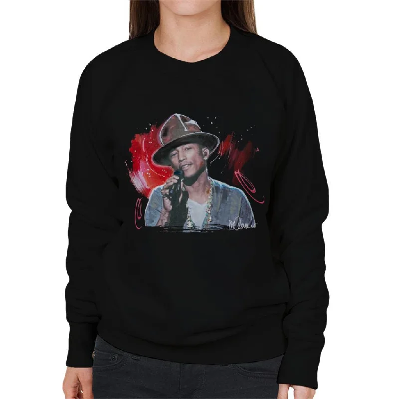 Sidney Maurer Original Portrait Of Pharrel Williams Live Women's Sweatshirt Hoodie with Hem Frayed Vintage Worn Sidney Maurer Original Portrait Of Pharrel Williams Live Women's Sweatshirt Hoodie with Hem Frayed Vintage Worn