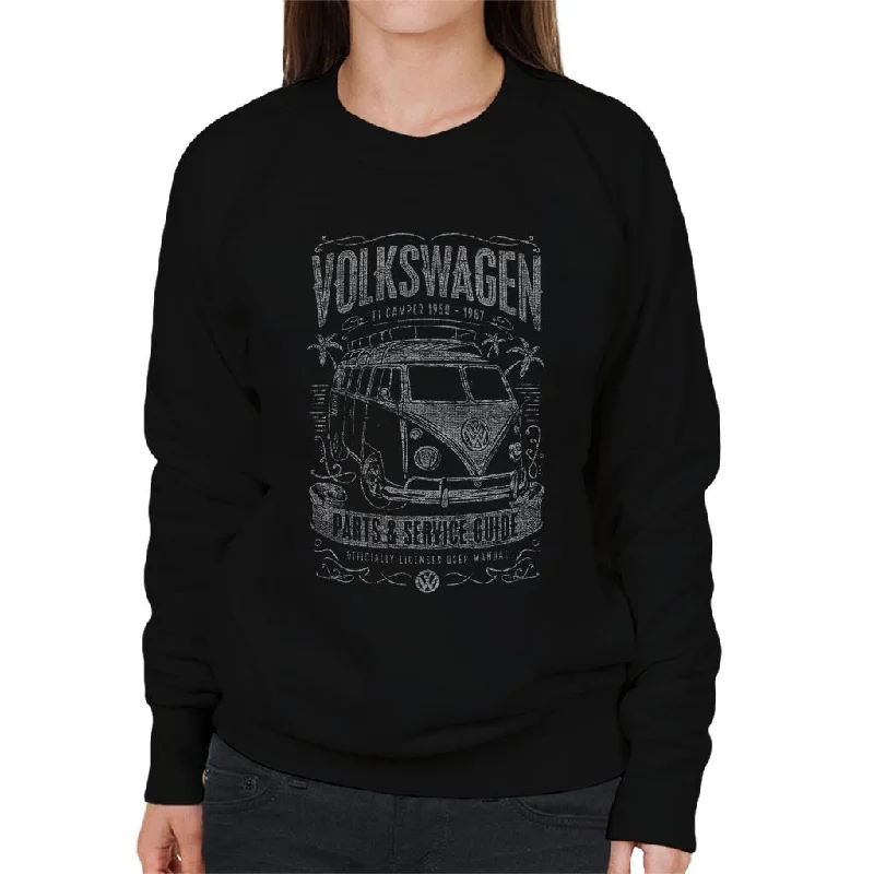 Volkswagen Parts And Service Guide Camper Women's Sweatshirt Hoodie with Hem Ribbing Snug Secure Volkswagen Parts And Service Guide Camper Women's Sweatshirt Hoodie with Hem Ribbing Snug Secure