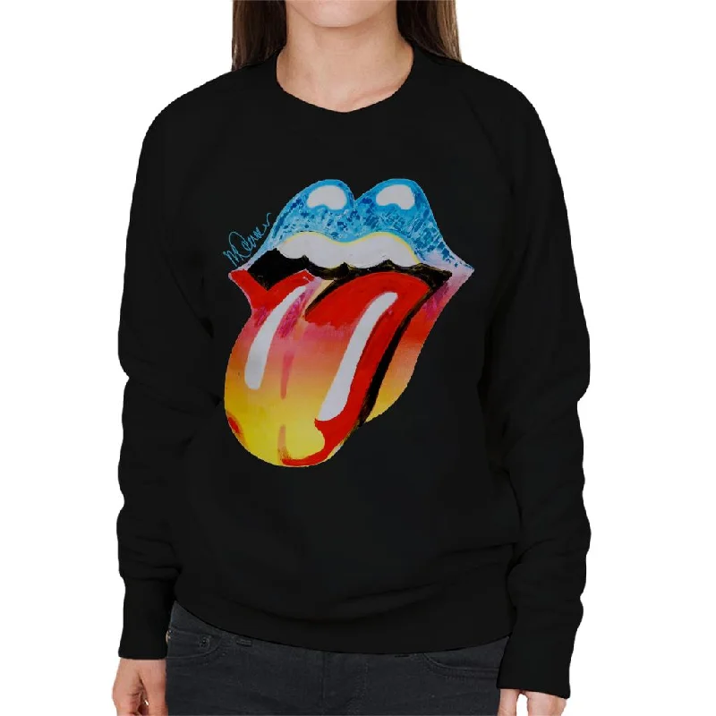 Sidney Maurer Original Portrait Of Rolling Stones Forty Licks Art Women's Sweatshirt Hoodie with Bell Sleeves Flared Feminine Sidney Maurer Original Portrait Of Rolling Stones Forty Licks Art Women's Sweatshirt Hoodie with Bell Sleeves Flared Feminine