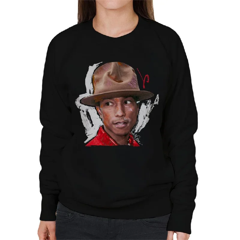 Sidney Maurer Original Portrait Of Pharrel Williams Hat Women's Sweatshirt Hoodie with Crew Neck Simple Timeless Sidney Maurer Original Portrait Of Pharrel Williams Hat Women's Sweatshirt Hoodie with Crew Neck Simple Timeless