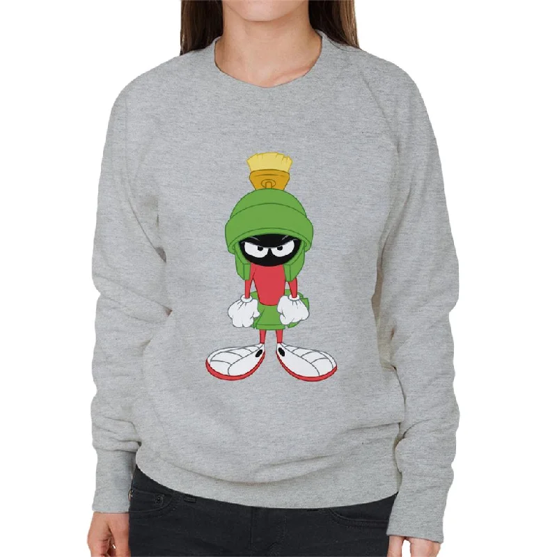 Looney Tunes Marvin The Angry Martian Women's Sweatshirt Hoodie with Hem Raw Edge Edgy Unfinished Looney Tunes Marvin The Angry Martian Women's Sweatshirt Hoodie with Hem Raw Edge Edgy Unfinished