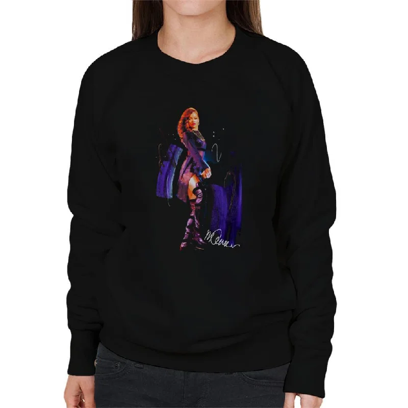 Sidney Maurer Original Portrait Of Rihanna Long Boots Women's Sweatshirt Hoodie with Mock Neck Collared Structured Sidney Maurer Original Portrait Of Rihanna Long Boots Women's Sweatshirt Hoodie with Mock Neck Collared Structured