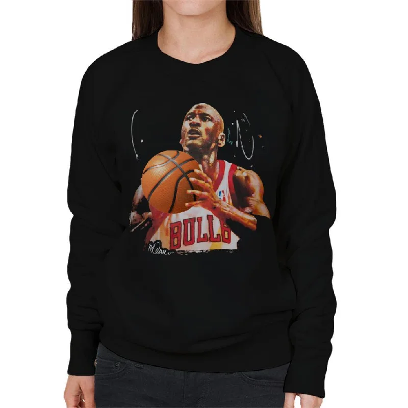 Sidney Maurer Original Portrait Of Michael Jordan Bulls White Jersey Women's Sweatshirt Hoodie Jacket Zipper Layering Sidney Maurer Original Portrait Of Michael Jordan Bulls White Jersey Women's Sweatshirt Hoodie Jacket Zipper Layering