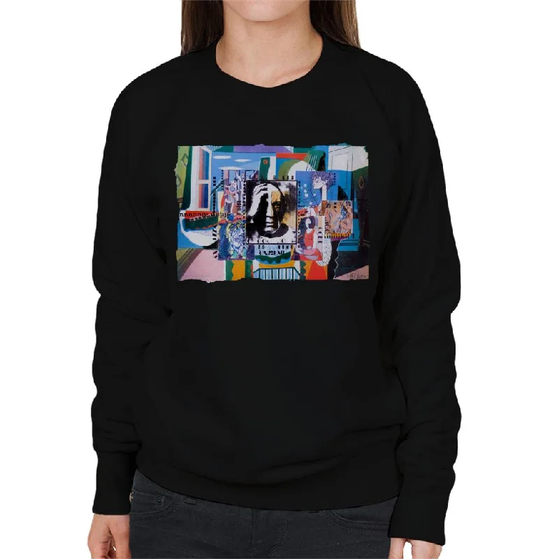 Sidney Maurer Original Portrait Of Pablo Picasso With Artwork Women's Sweatshirt Hoodie with Hem Ribbing Snug Secure Sidney Maurer Original Portrait Of Pablo Picasso With Artwork Women's Sweatshirt Hoodie with Hem Ribbing Snug Secure