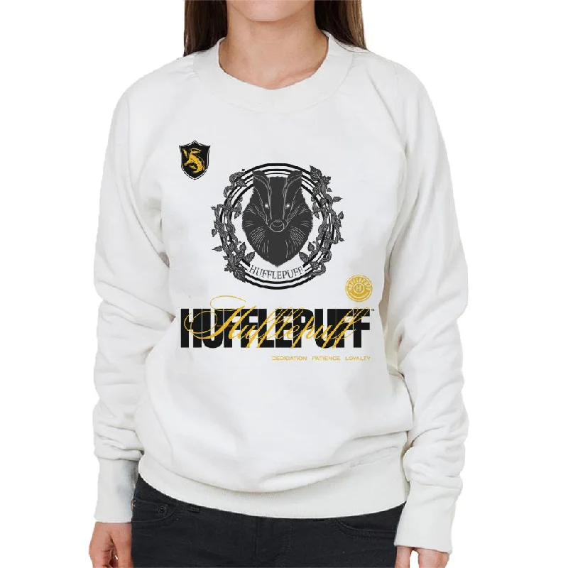 Harry Potter Hufflepuff Badger Crest Women's Sweatshirt Hoodie with Raw Hem Edgy Unfinished Harry Potter Hufflepuff Badger Crest Women's Sweatshirt Hoodie with Raw Hem Edgy Unfinished