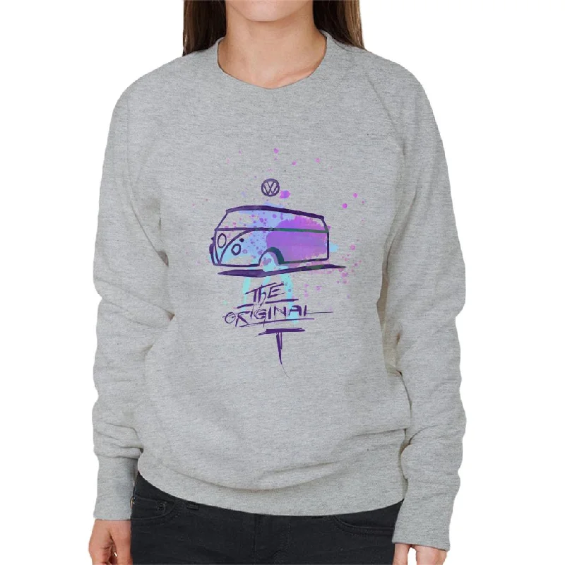 Volkswagen Paint Splash Original Camper Women's Sweatshirt Hoodie with Mock Neck Collared Structured Volkswagen Paint Splash Original Camper Women's Sweatshirt Hoodie with Mock Neck Collared Structured