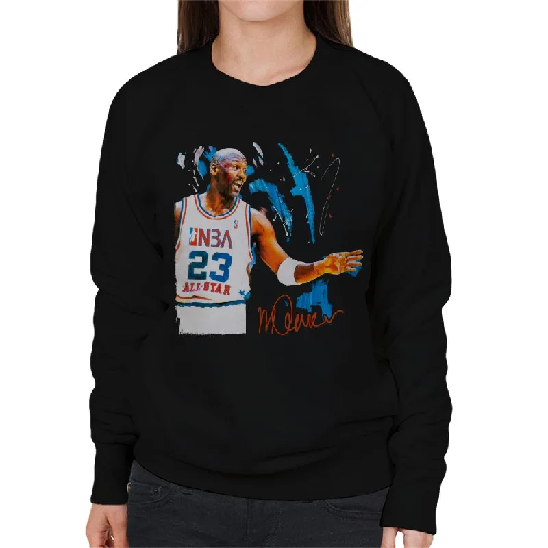 Sidney Maurer Original Portrait Of NBA All Star Michael Jordan Women's Sweatshirt Hoodie with Puffed Sleeves Voluminous Trendy Sidney Maurer Original Portrait Of NBA All Star Michael Jordan Women's Sweatshirt Hoodie with Puffed Sleeves Voluminous Trendy