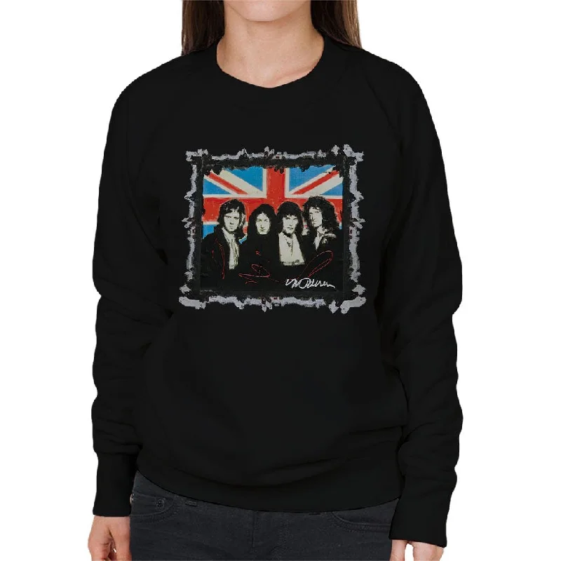 Sidney Maurer Original Portrait Of Queen Union Jack Women's Sweatshirt Hoodie with Elastic Cuffs Stretchable Comfortable Sidney Maurer Original Portrait Of Queen Union Jack Women's Sweatshirt Hoodie with Elastic Cuffs Stretchable Comfortable