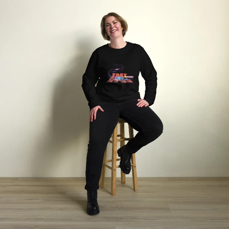 Fast Typography Graphic Women Organic Sweatshirt Hoodie with Embroidery Detailed Premium Fast Typography Graphic Women Organic Sweatshirt Hoodie with Embroidery Detailed Premium