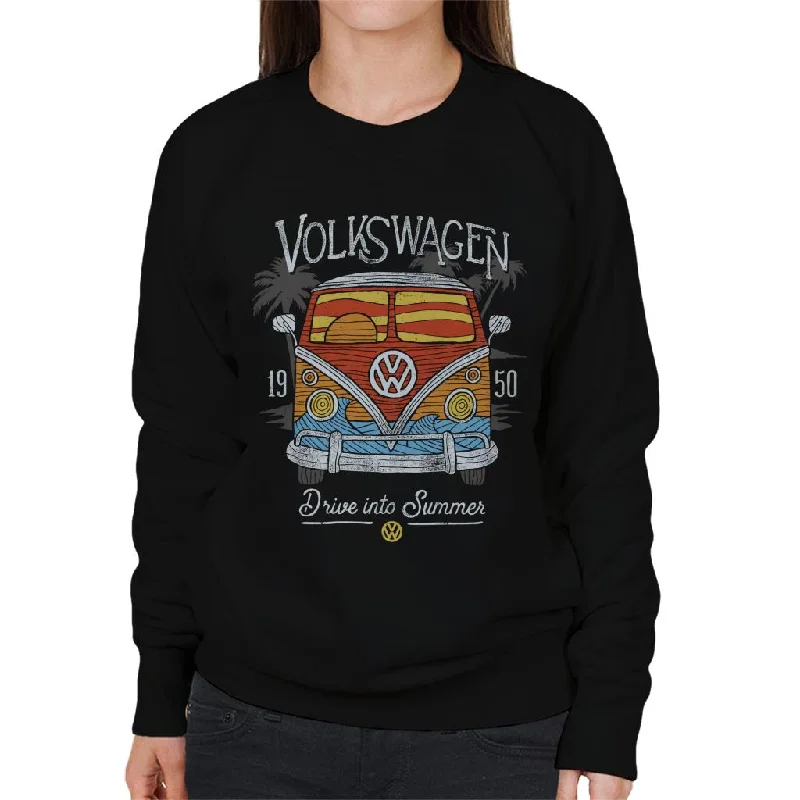 Volkswagen Drive Into Summer T1 Camper Women's Sweatshirt Hoodie with Reflective Safety Nightwear Volkswagen Drive Into Summer T1 Camper Women's Sweatshirt Hoodie with Reflective Safety Nightwear