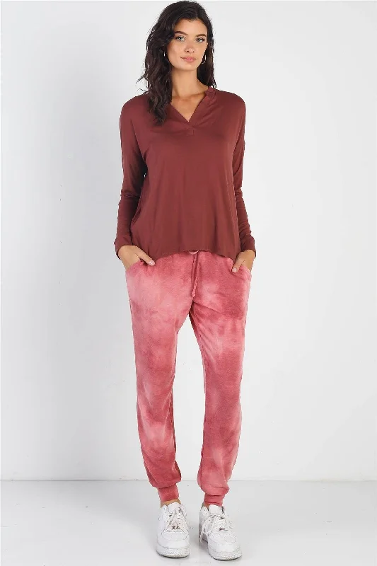 Rust Tie-Dye Jogger Pants Cozy Maternity Pants