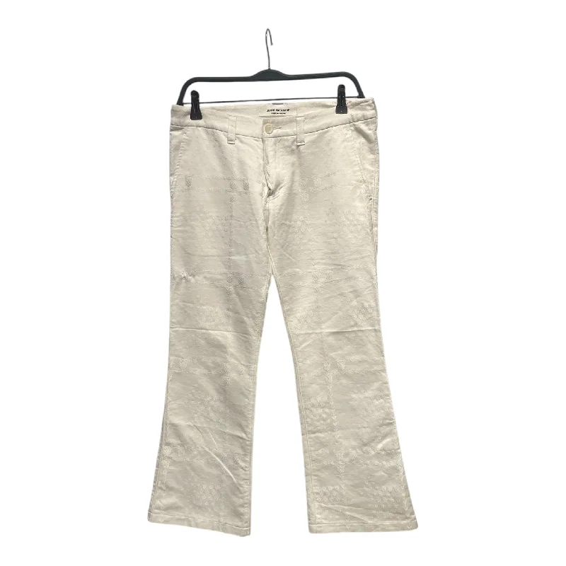 JUNYA WATANABE COMME des GARCONS/Cropped Pants/S/Polyester/WHT/floral embroid Cozy Knit Pants