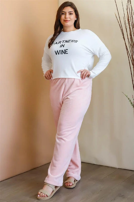 Plus Size Pink Bow Detail Wide Leg Pants Formal Slim Pants