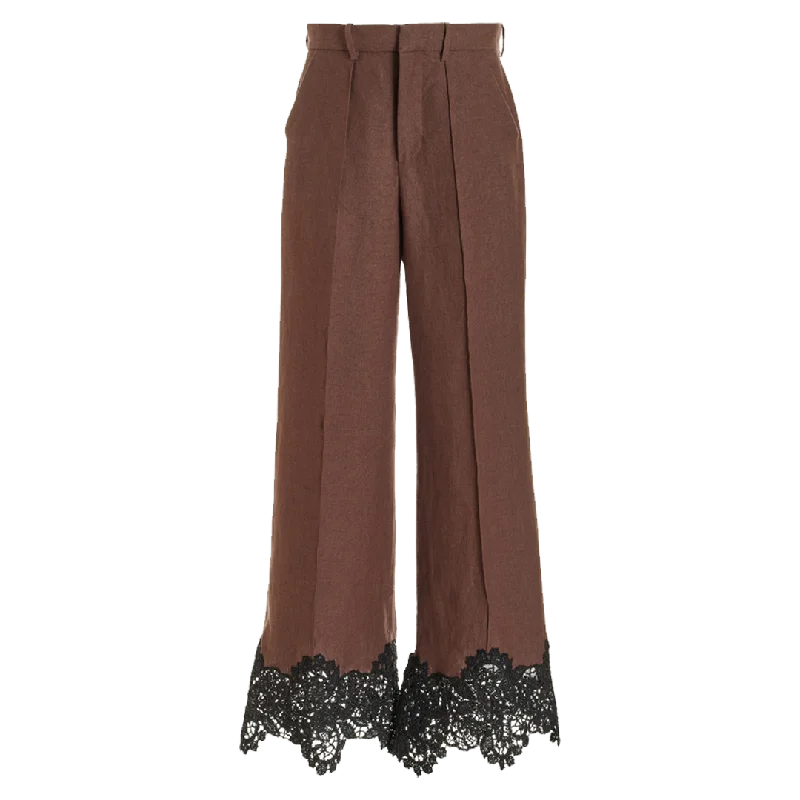 Lace-Paneled Wide-Leg Pants Casual Sweatpants Style