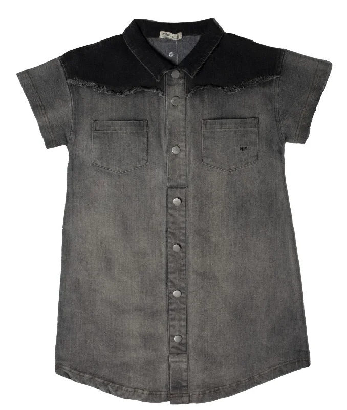 Crew Grey Denim Two-Tone Dress