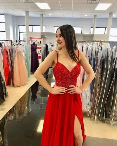 Charming Saghetti Straps A-Line Prom Dresses C362