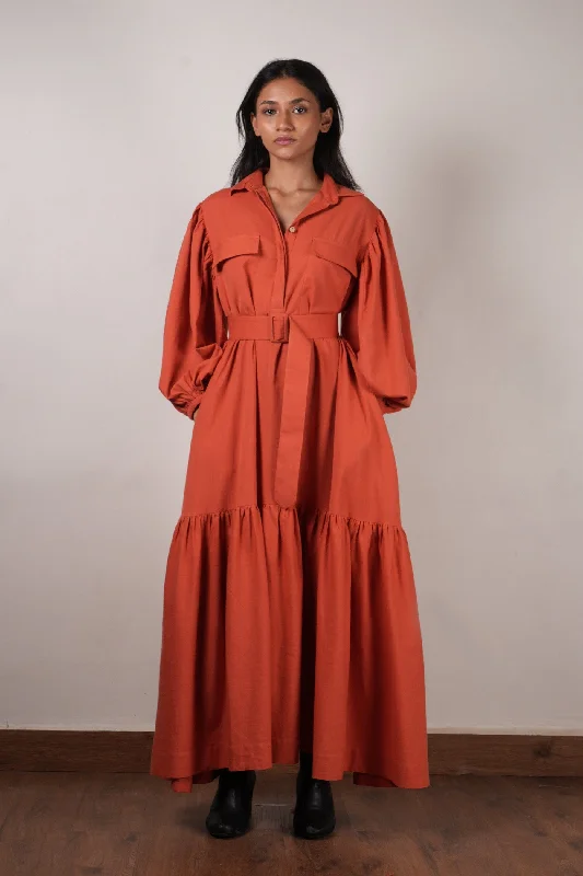 Rust Shirt Kaavya Dress