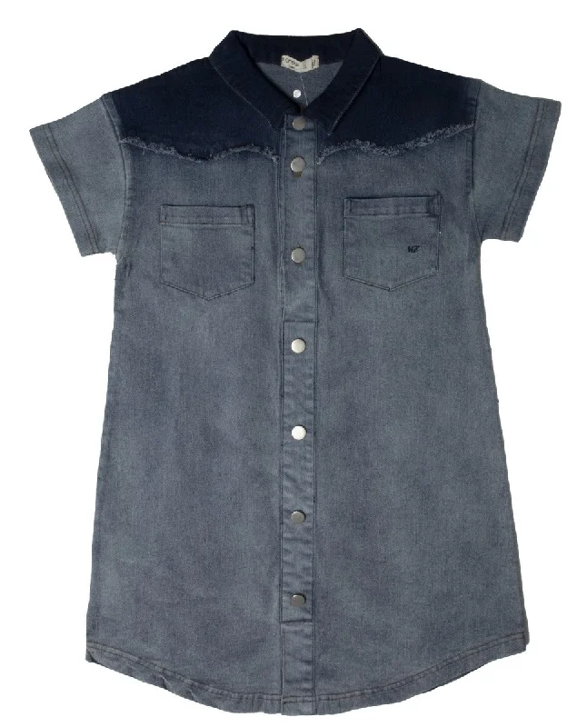 Crew Blue Denim Two-Tone Dress