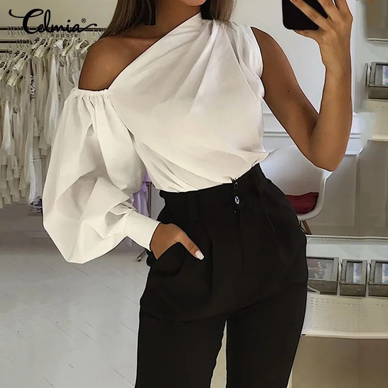 2020 Celmia Women Fashion Long Sleeve Shirts Plus Size Solid Cold Shoulder Blouses Casual Loose Tops Ladies Elegant Work Blusas Feminine Tie Blouse 2020 Celmia Women Fashion Long Sleeve Shirts Plus Size Solid Cold Shoulder Blouses Casual Loose Tops Ladies Elegant Work Blusas Feminine Tie Blouse