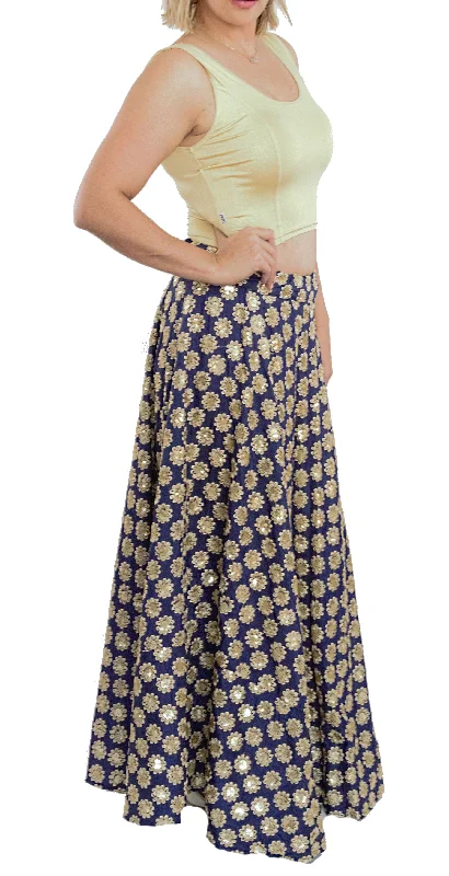 Dull Gold Color Stretchable Blouse Lightweight Floral Blouse