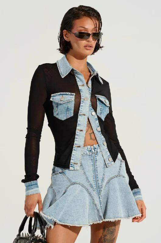 MIXED VIBES BUTTON DOWN BLOUSE Peter Pan Collar Blouse