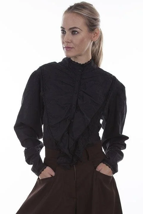 Scully BLACK EMB. FLORAL BLOUSE Soft Modal Blouse