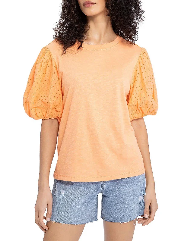 Cloud Control Womens Eyelet Slub T-Shirt Rayon Velvet Corduroy