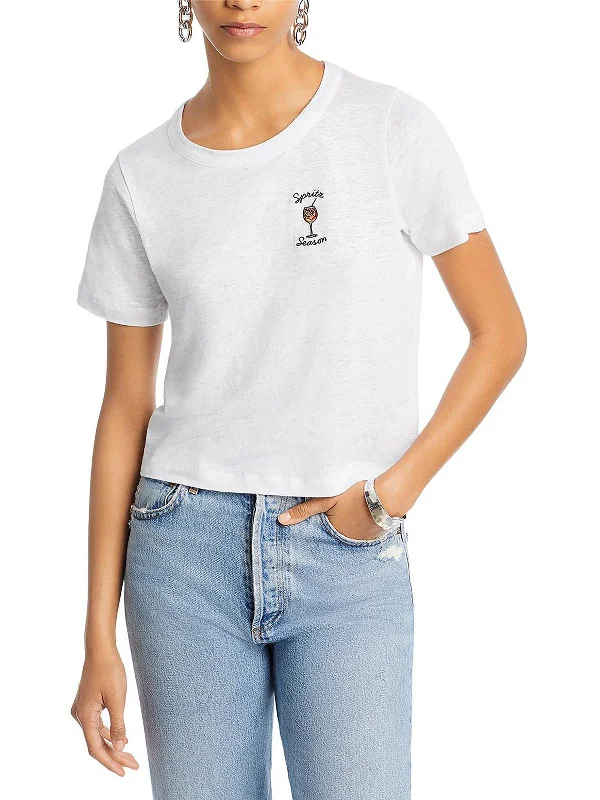 Pineapple Womens Knit Crewneck Graphic T-Shirt Mesh Fabric Canvas Fabric Denim Fabric