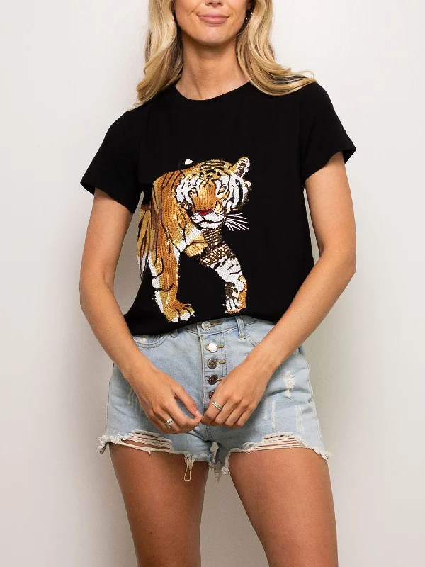 Tiger Wrap Around Tee Hooded Caped Shawl Collar
