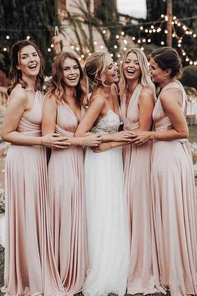 Cheap Long Chiffon Blush Pink Bridesmaid Dresses Convertible Open Back Maxi Dress Comfortable Fit-and-Flare Maxi Dress Cheap Long Chiffon Blush Pink Bridesmaid Dresses Convertible Open Back Maxi Dress Comfortable Fit-and-Flare Maxi Dress