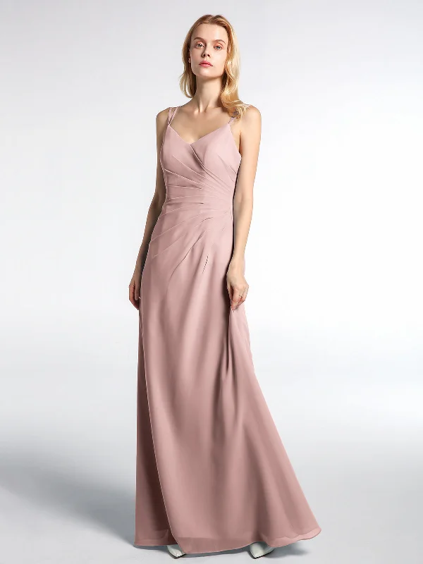 Double Straps Cross Back Chiffon Maxi Dress-Dusty Rose Fashionable Printed Maxi Dress Double Straps Cross Back Chiffon Maxi Dress-Dusty Rose Fashionable Printed Maxi Dress