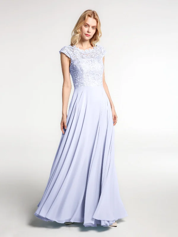 Illusion Wrap Neck Lace and Chiffon Maxi Dress-Lavender Stylish Pleated A-Line Maxi Dress Illusion Wrap Neck Lace and Chiffon Maxi Dress-Lavender Stylish Pleated A-Line Maxi Dress