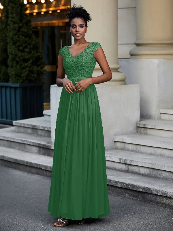 Lace and Chiffon Maxi Dress with Cap Sleeves-Emerald Stylish One-Shoulder Maxi Dress Lace and Chiffon Maxi Dress with Cap Sleeves-Emerald Stylish One-Shoulder Maxi Dress