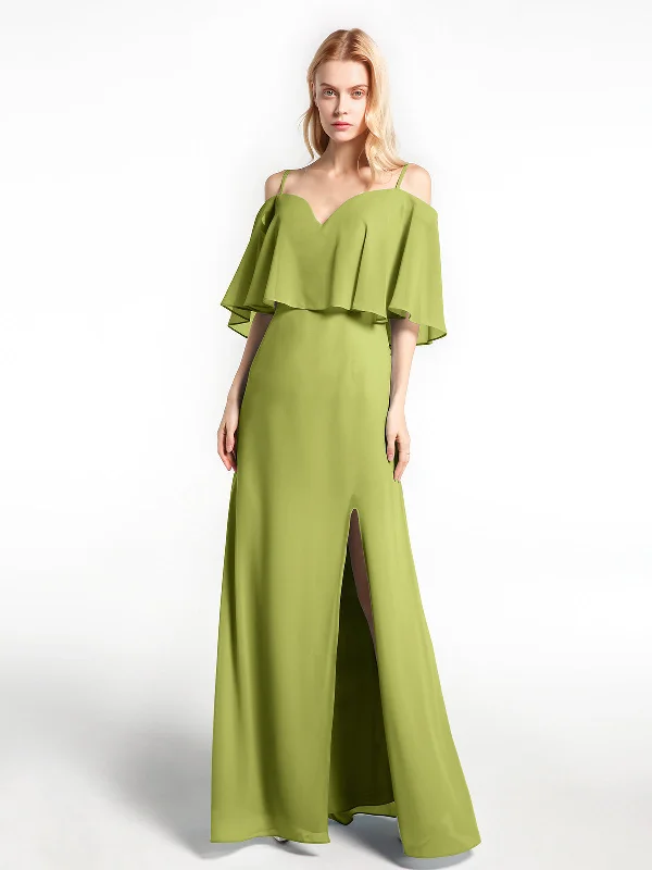 Ruffled Cold Shoulder Maxi Dress with Flounce Overlay Clover Classic Strapless Maxi Dress Ruffled Cold Shoulder Maxi Dress with Flounce Overlay Clover Classic Strapless Maxi Dress