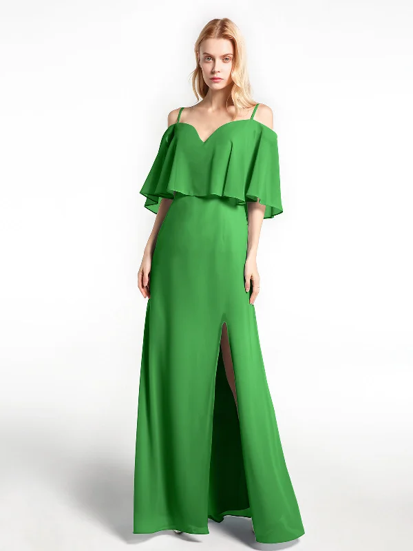 Ruffled Cold Shoulder Maxi Dress with Flounce Overlay Green Cozy Open-Back Maxi Dress Ruffled Cold Shoulder Maxi Dress with Flounce Overlay Green Cozy Open-Back Maxi Dress