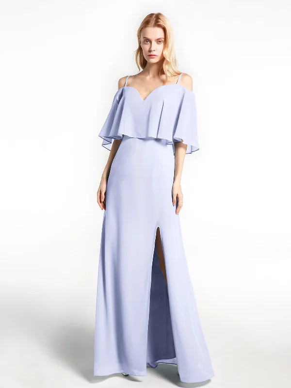 Ruffled Cold Shoulder Maxi Dress with Flounce Overlay Lavender Trendy Floral Print Maxi Dress Ruffled Cold Shoulder Maxi Dress with Flounce Overlay Lavender Trendy Floral Print Maxi Dress