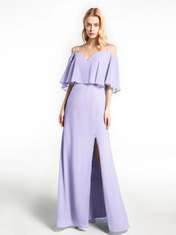 Ruffled Cold Shoulder Maxi Dress with Flounce Overlay Lilac Trendy Maxi Dress with Belt Ruffled Cold Shoulder Maxi Dress with Flounce Overlay Lilac Trendy Maxi Dress with Belt