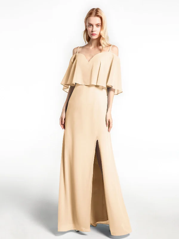 Ruffled Cold Shoulder Maxi Dress with Flounce Overlay Peach Classic Black Maxi Dress Ruffled Cold Shoulder Maxi Dress with Flounce Overlay Peach Classic Black Maxi Dress